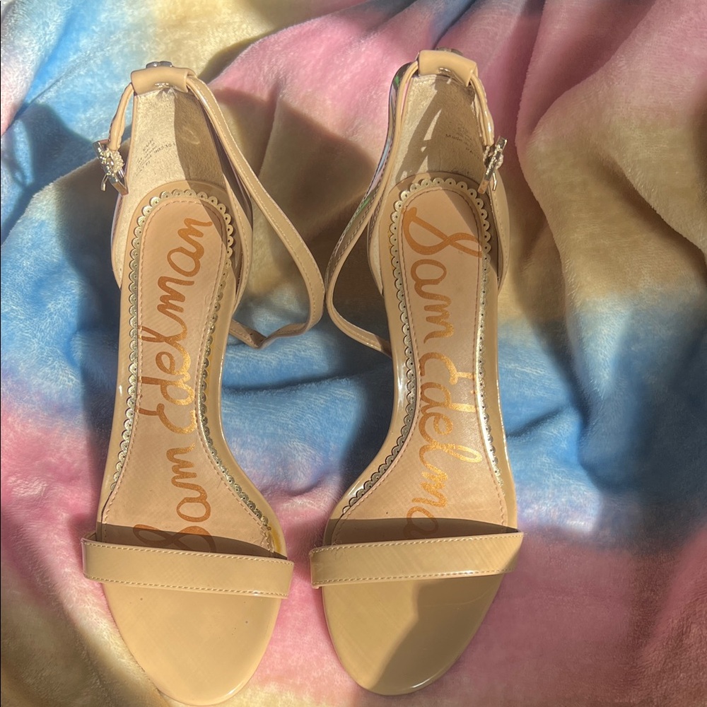 Sam Edelman Beige Ankle Strap Heels